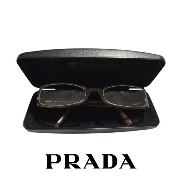 Prada VPR 13N Burgundy Rectangular Designer Glasses 52-19 Frames main image 4